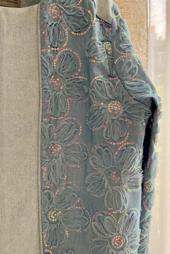 خرید کت جین زنانه یقه گرد رنگ آبی روشن | elegant jacket