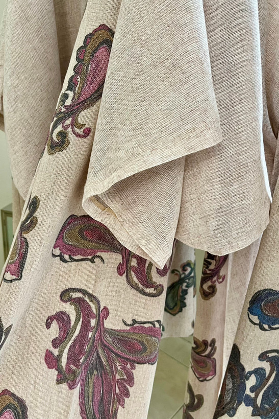 ست شیک شومیز و شلوار زنانه لینن ایتالیایی طرح دار رنگ سرخابی | blouse pants